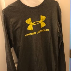 Under armour gray and yellow long sleeve